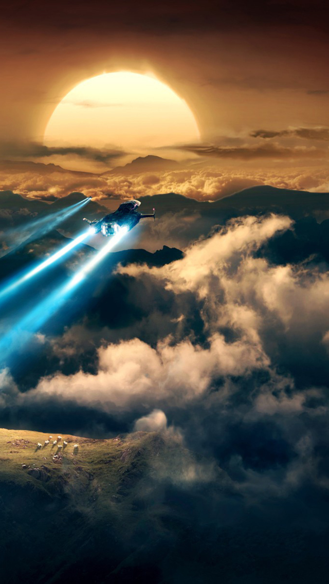 Spaceships In The Sky wallpaper 640x1136