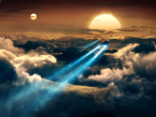 Fondo de pantalla Spaceships In The Sky 640x480