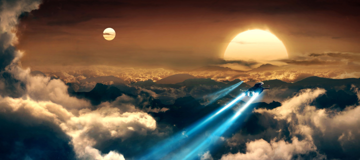 Spaceships In The Sky wallpaper 720x320