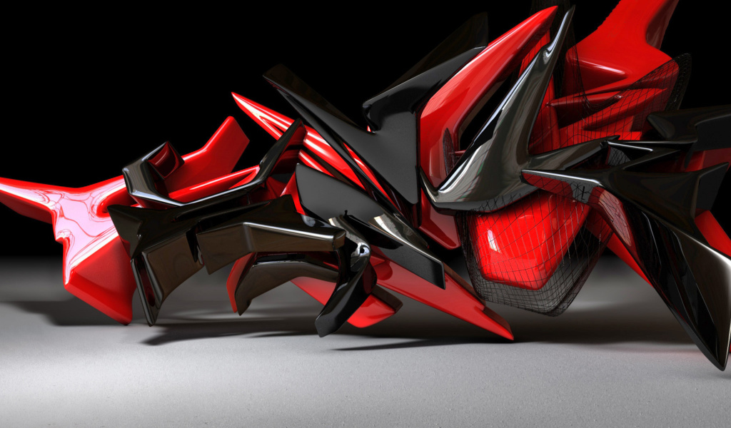Black And Red 3d Design wallpaper 1024x600