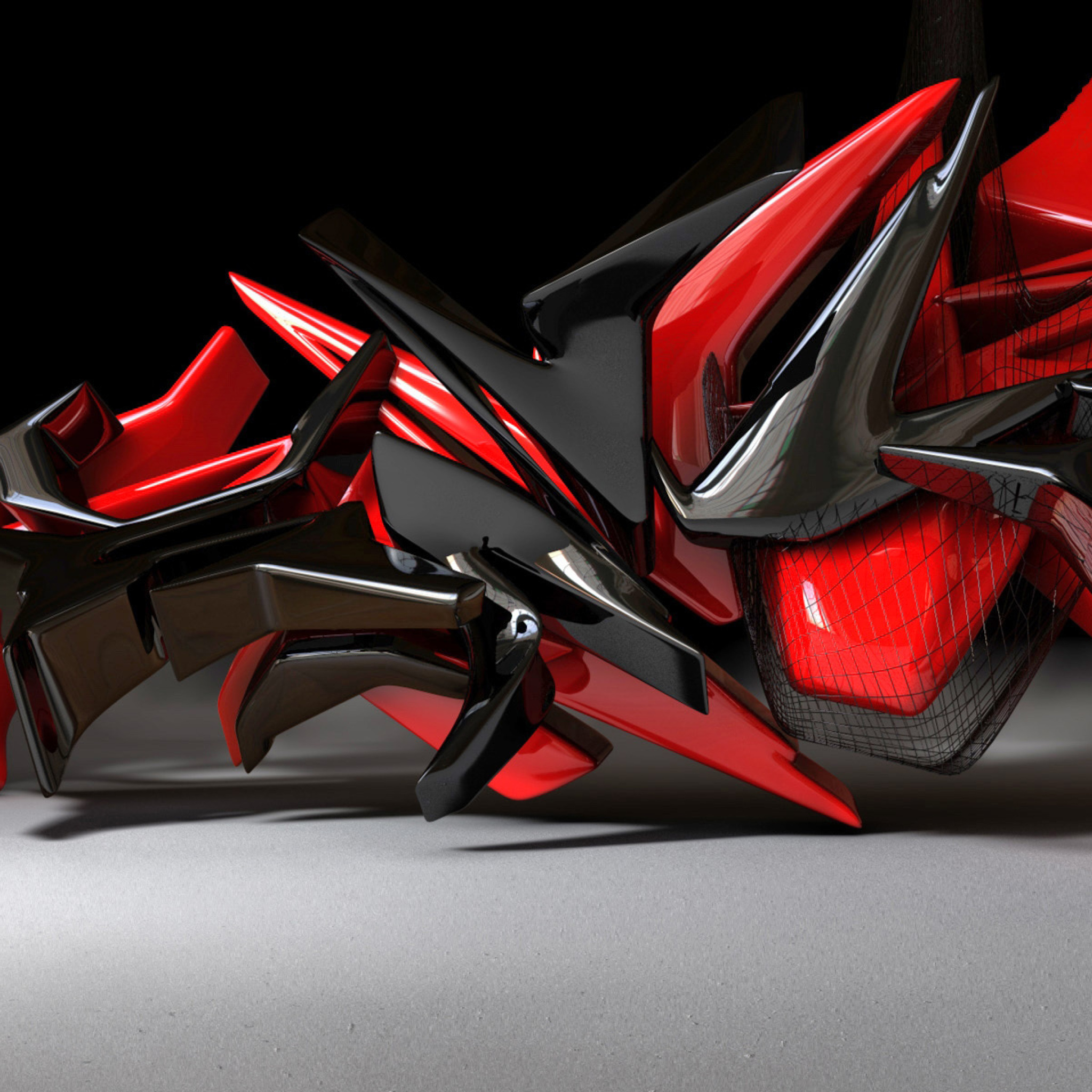 Black And Red 3d Design wallpaper 2048x2048