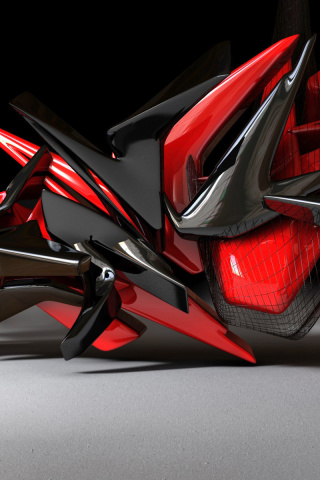Black And Red 3d Design wallpaper 320x480
