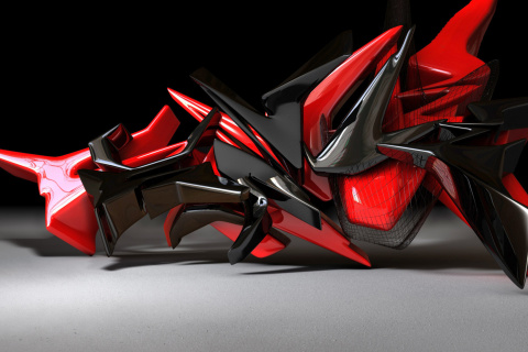 Screenshot №1 pro téma Black And Red 3d Design 480x320