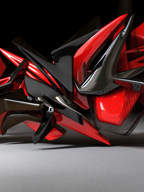 Black And Red 3d Design wallpaper 480x640