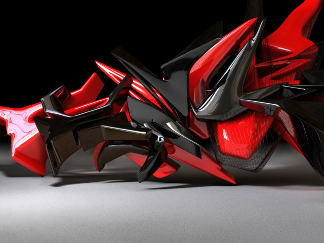 Black And Red 3d Design wallpaper 640x480