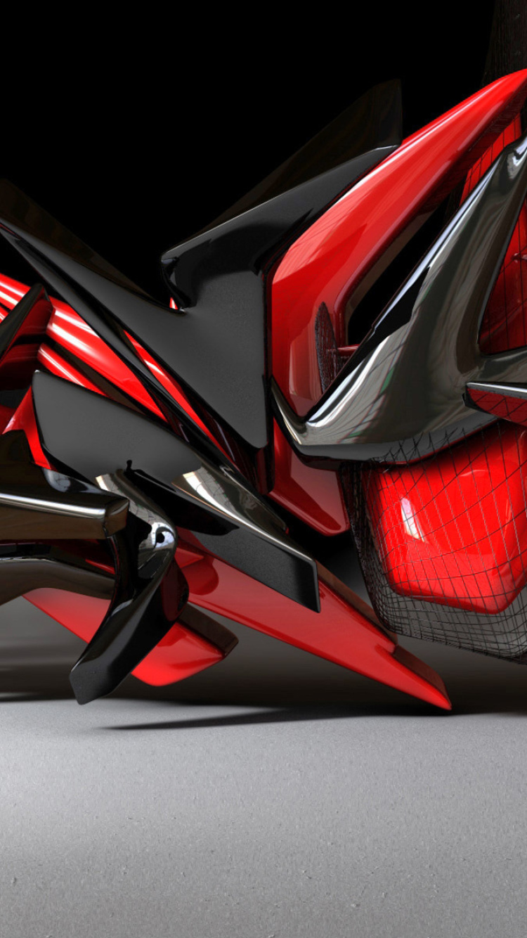 Black And Red 3d Design wallpaper 750x1334