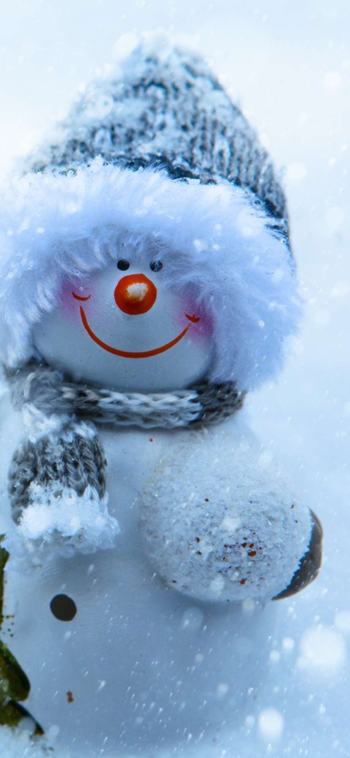 Das Snowman Covered With Snowflakes Wallpaper 1170x2532
