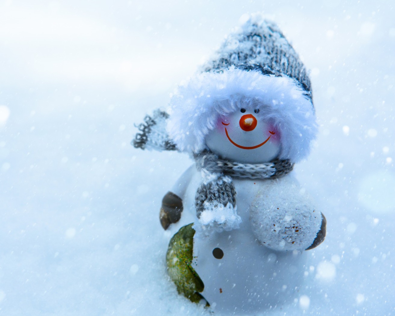 Snowman Covered With Snowflakes wallpaper 1280x1024