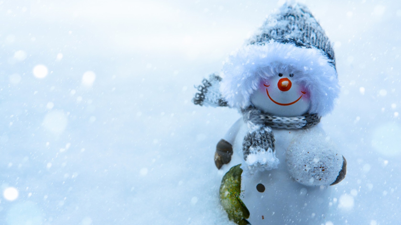 Das Snowman Covered With Snowflakes Wallpaper 1280x720