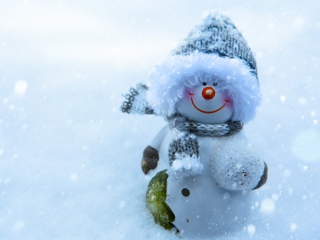 Обои Snowman Covered With Snowflakes 320x240