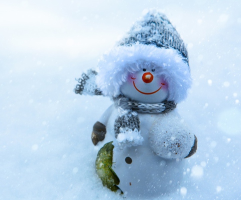 Snowman Covered With Snowflakes wallpaper 480x400