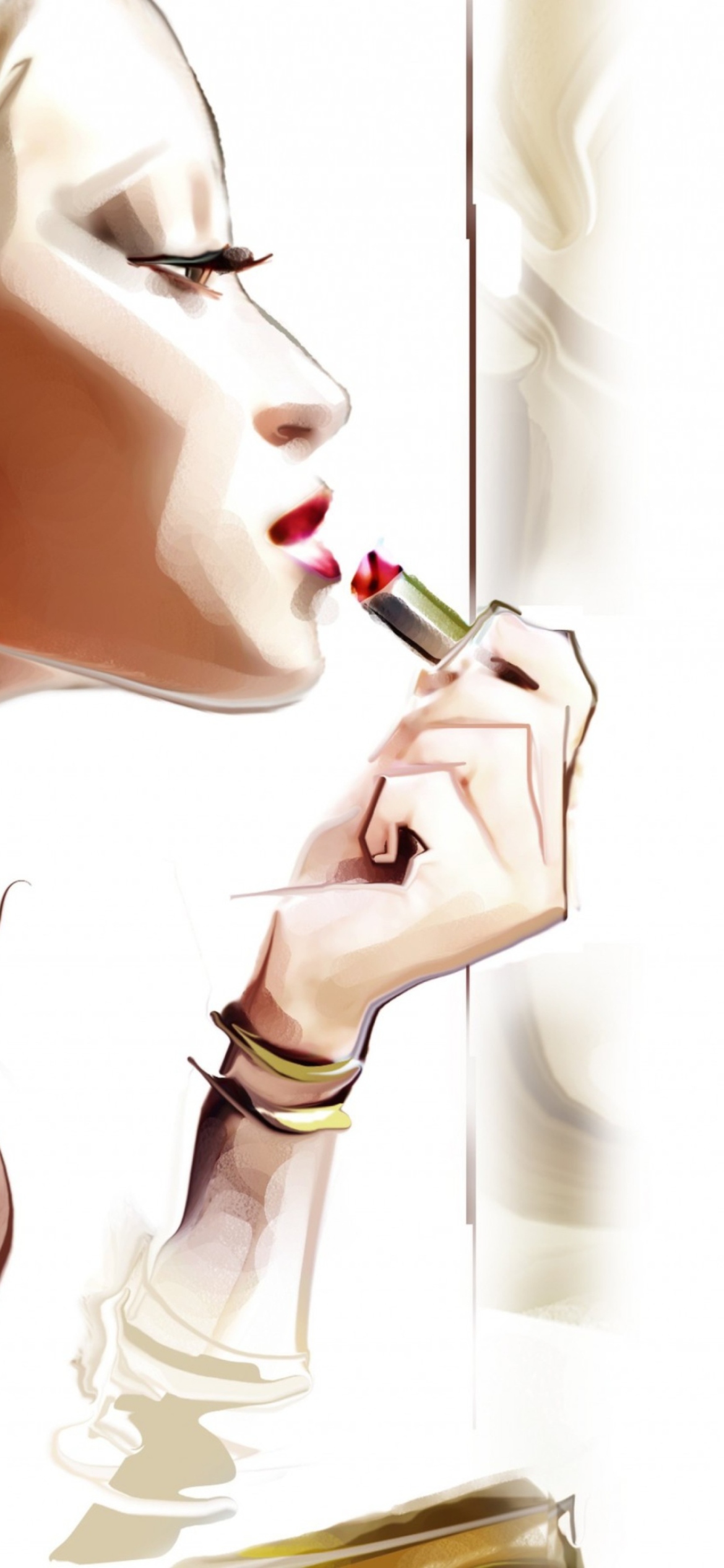 Fondo de pantalla Girl With Red Lipstick Drawing 1170x2532