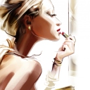 Sfondi Girl With Red Lipstick Drawing 128x128