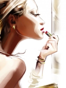 Girl With Red Lipstick Drawing wallpaper 132x176