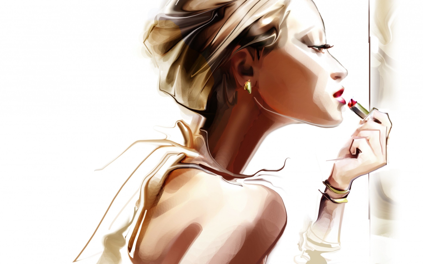 Girl With Red Lipstick Drawing wallpaper 1440x900