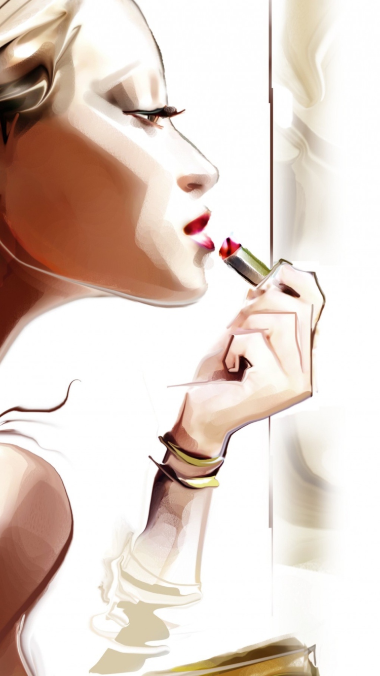 Girl With Red Lipstick Drawing screenshot #1 750x1334