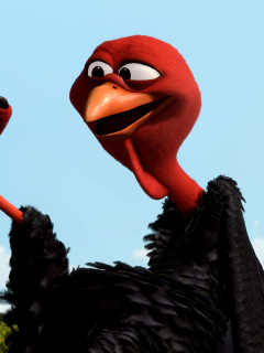 Das Reggie Turkey in Free Birds Wallpaper 240x320