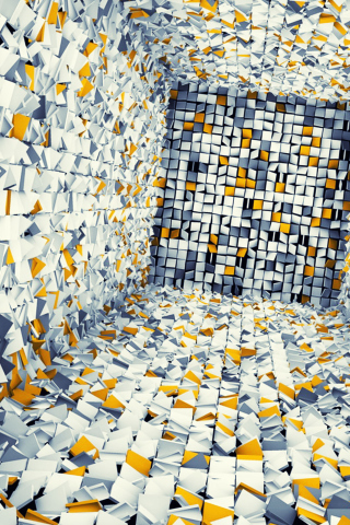 White Gray And Yellow 3D wallpaper 320x480