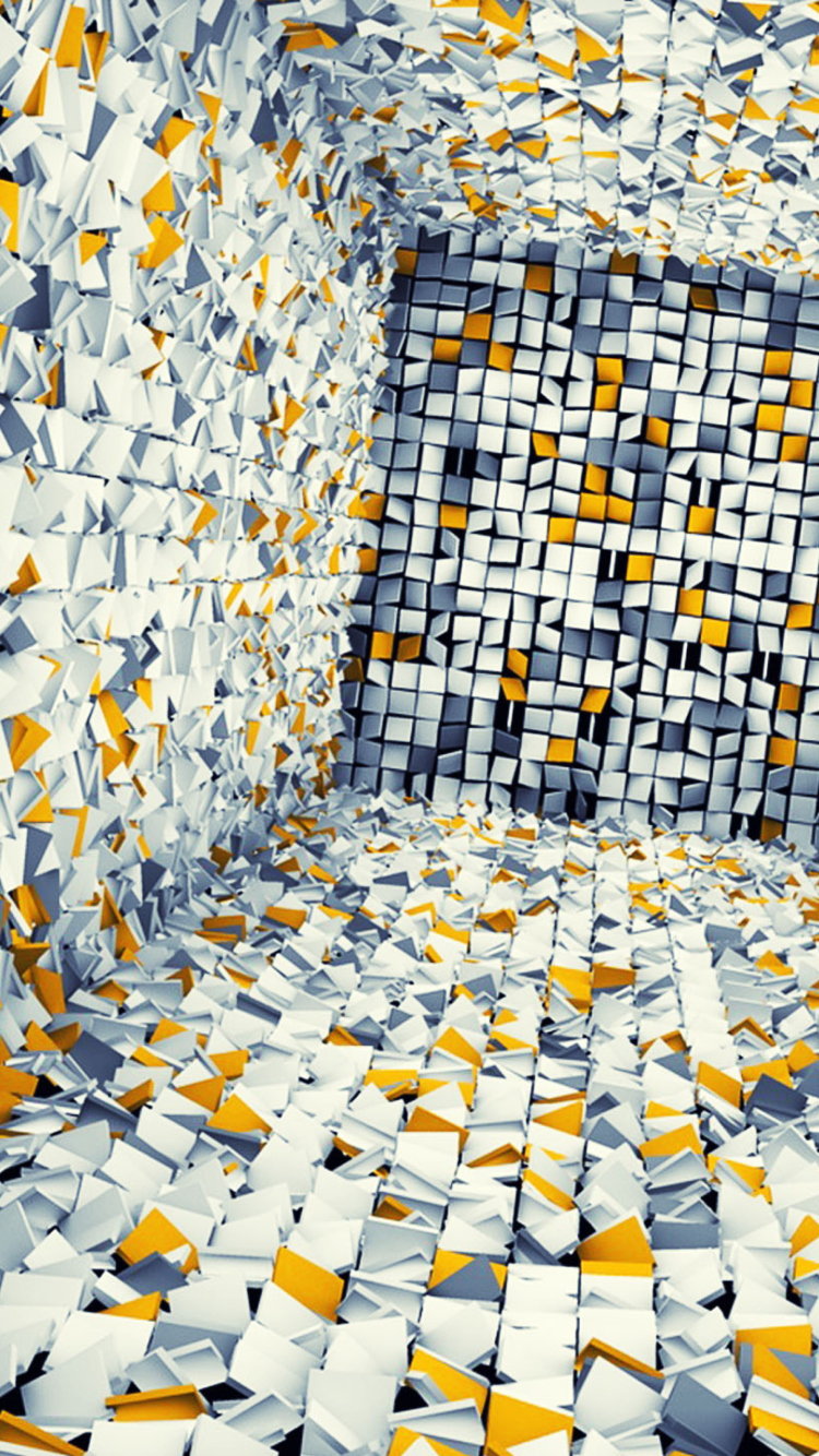 White Gray And Yellow 3D wallpaper 750x1334