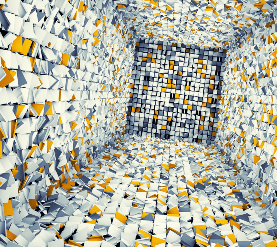 Das White Gray And Yellow 3D Wallpaper 960x854