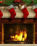 Обои Fireplace And Christmas Socks 128x160