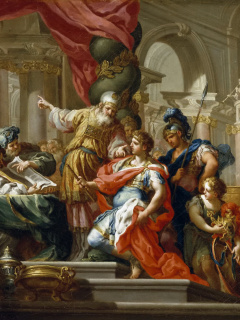 Fondo de pantalla Alexander the Great in the Temple of Jerusalem Canvas Print by Conca Sebastiano 240x320