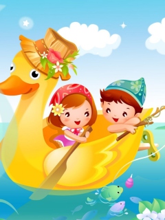 Das Children In Duck Wallpaper 240x320