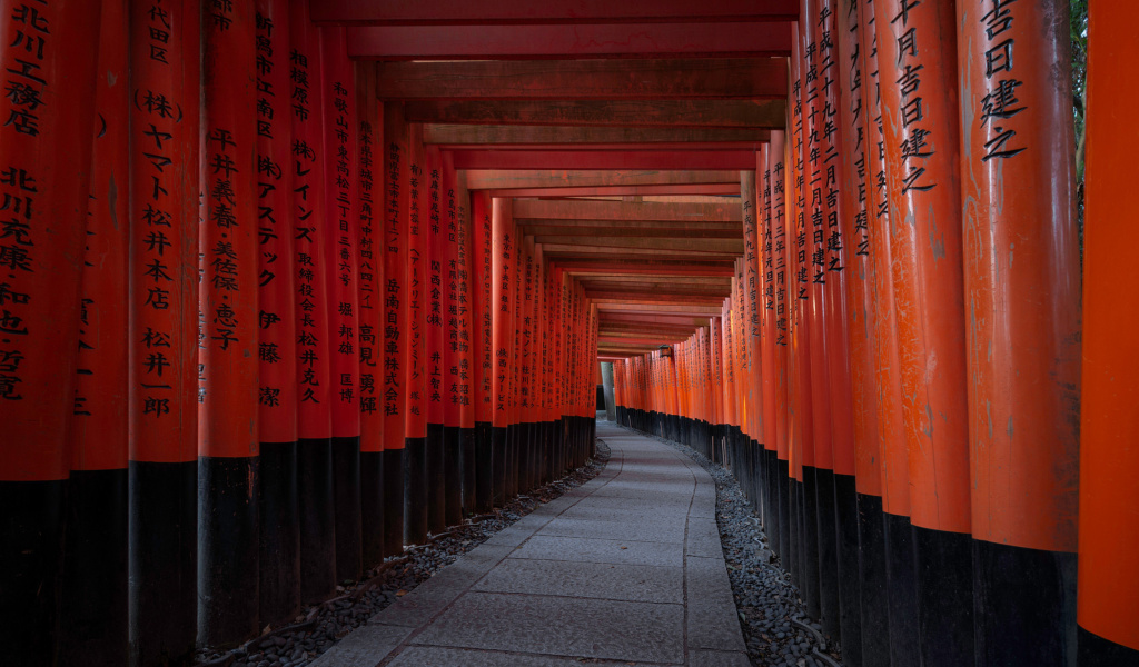 Das Fushimi Inari Taisha in Kyoto Wallpaper 1024x600
