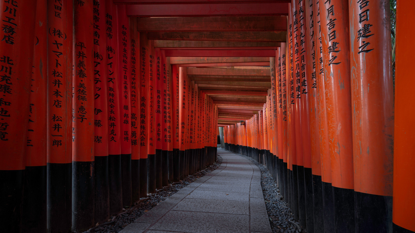 Screenshot №1 pro téma Fushimi Inari Taisha in Kyoto 1366x768