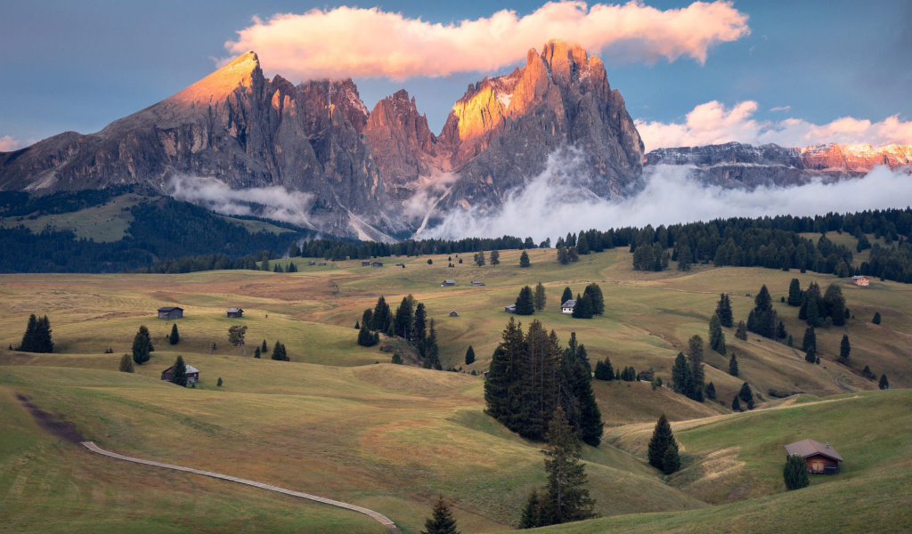 Обои Dolomites Sunset 1024x600