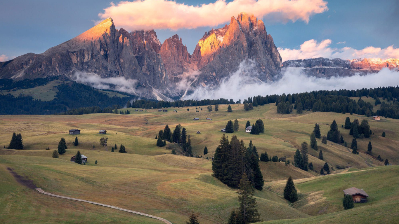 Das Dolomites Sunset Wallpaper 1366x768