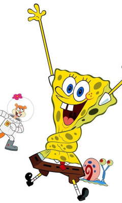Обои Spongebob and Sandy Cheeks 240x400