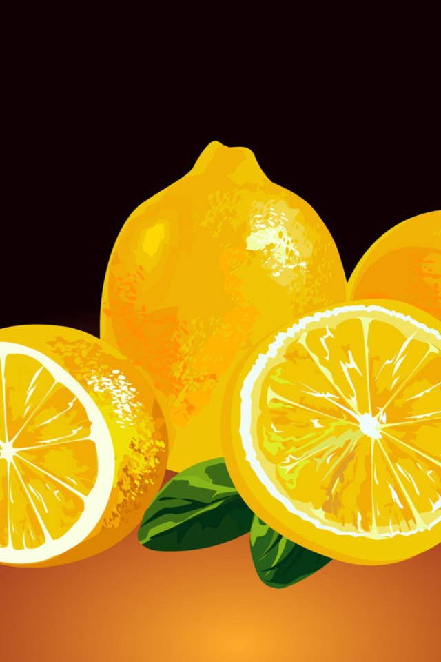 Das Fresh Lemon Painting Wallpaper 640x960