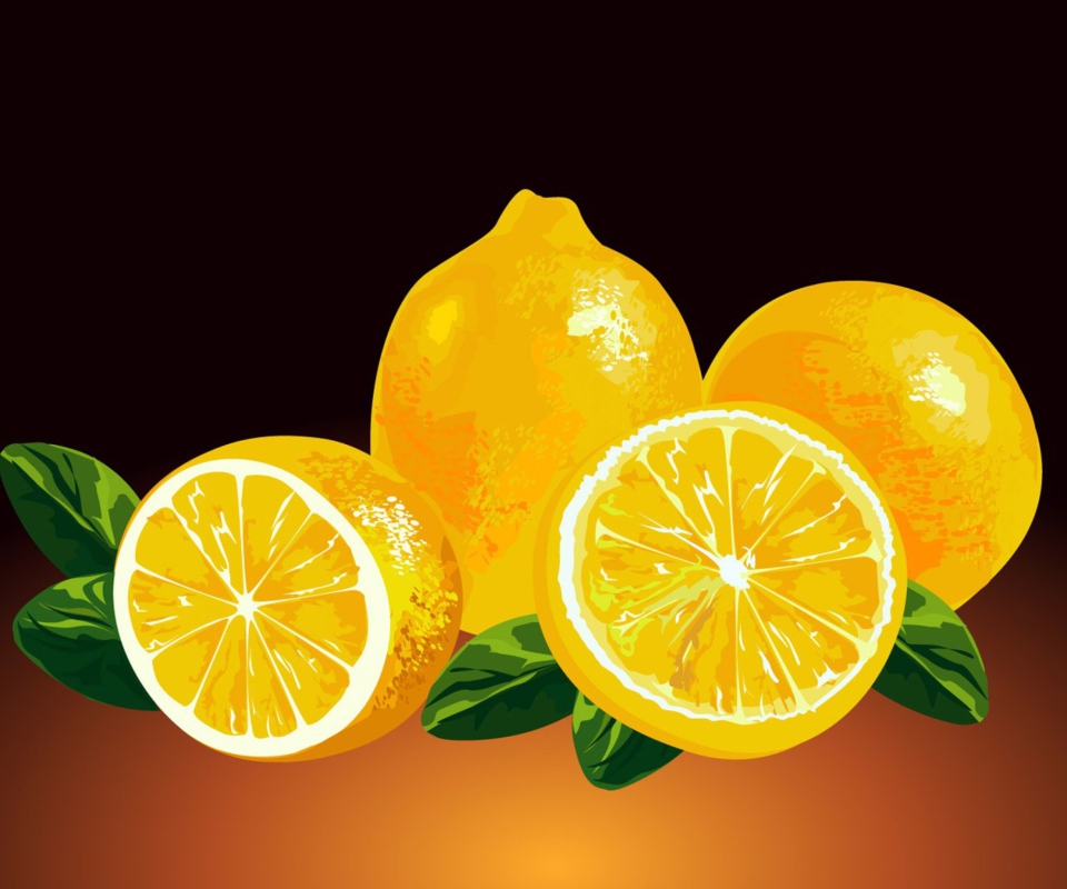 Das Fresh Lemon Painting Wallpaper 960x800