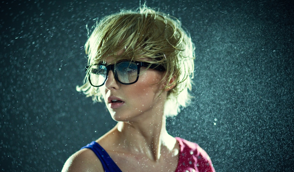 Cute Blonde Girl Wearing Glasses wallpaper 1024x600