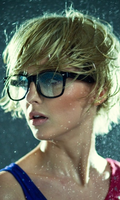 Cute Blonde Girl Wearing Glasses wallpaper 240x400