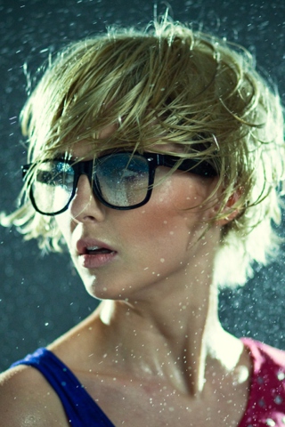 Cute Blonde Girl Wearing Glasses wallpaper 320x480
