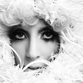 Kostenloses Lady Gaga White Feathers Wallpaper für iPad 3