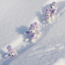 Fondo de pantalla White Teddy Bears Snow Game 128x128
