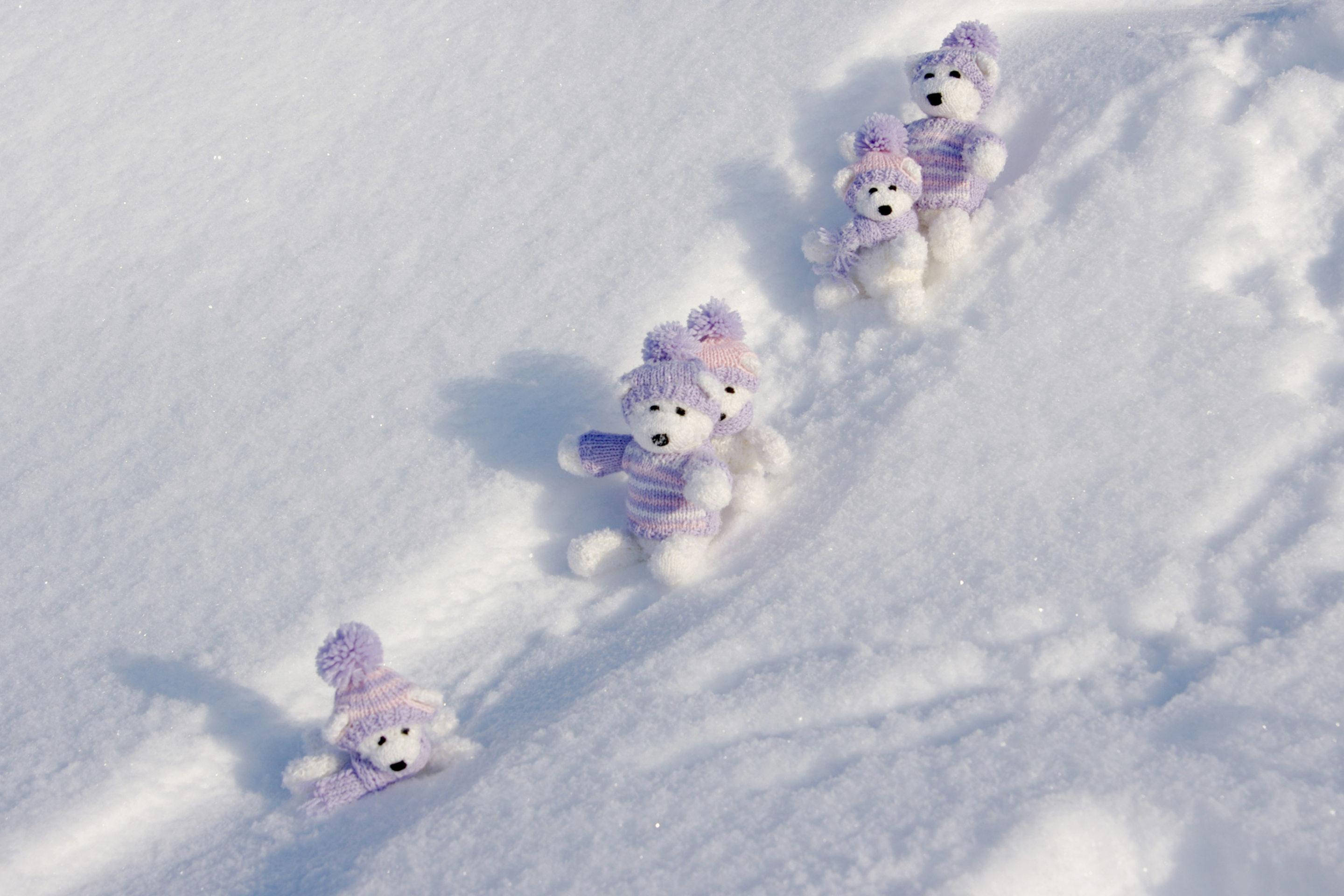 Das White Teddy Bears Snow Game Wallpaper 2880x1920
