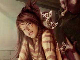 Brunette And Lemurs screenshot #1 320x240