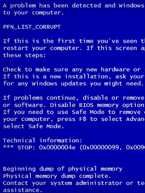 Blue Screen of Death screenshot #1 480x640