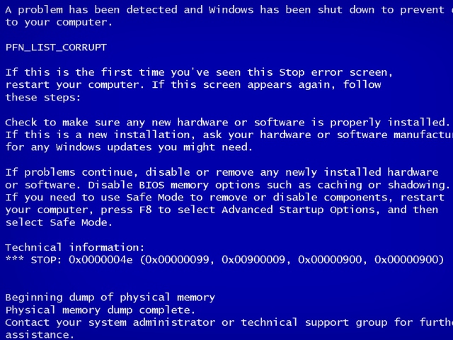 Blue Screen of Death screenshot #1 640x480