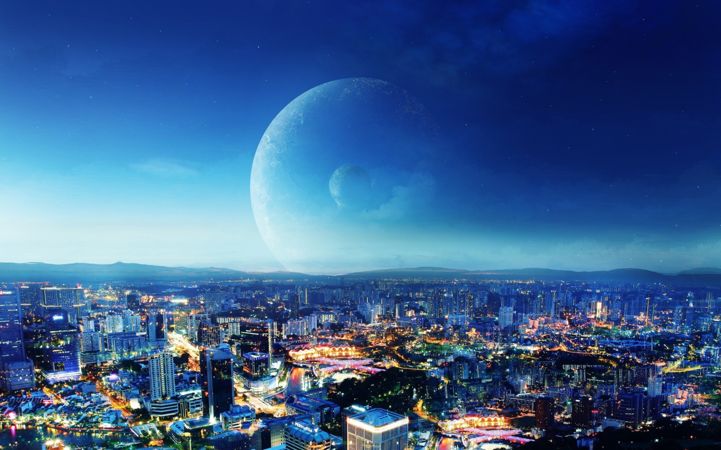 Screenshot №1 pro téma City Night Fantasy 1440x900