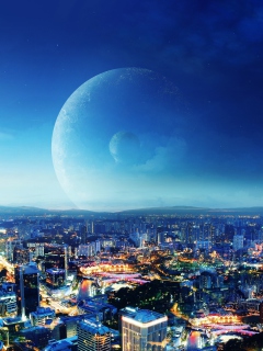 Das City Night Fantasy Wallpaper 240x320