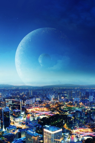 Fondo de pantalla City Night Fantasy 320x480