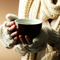 Hot Cup Of Coffee In Cold Winter Day wallpaper 208x208