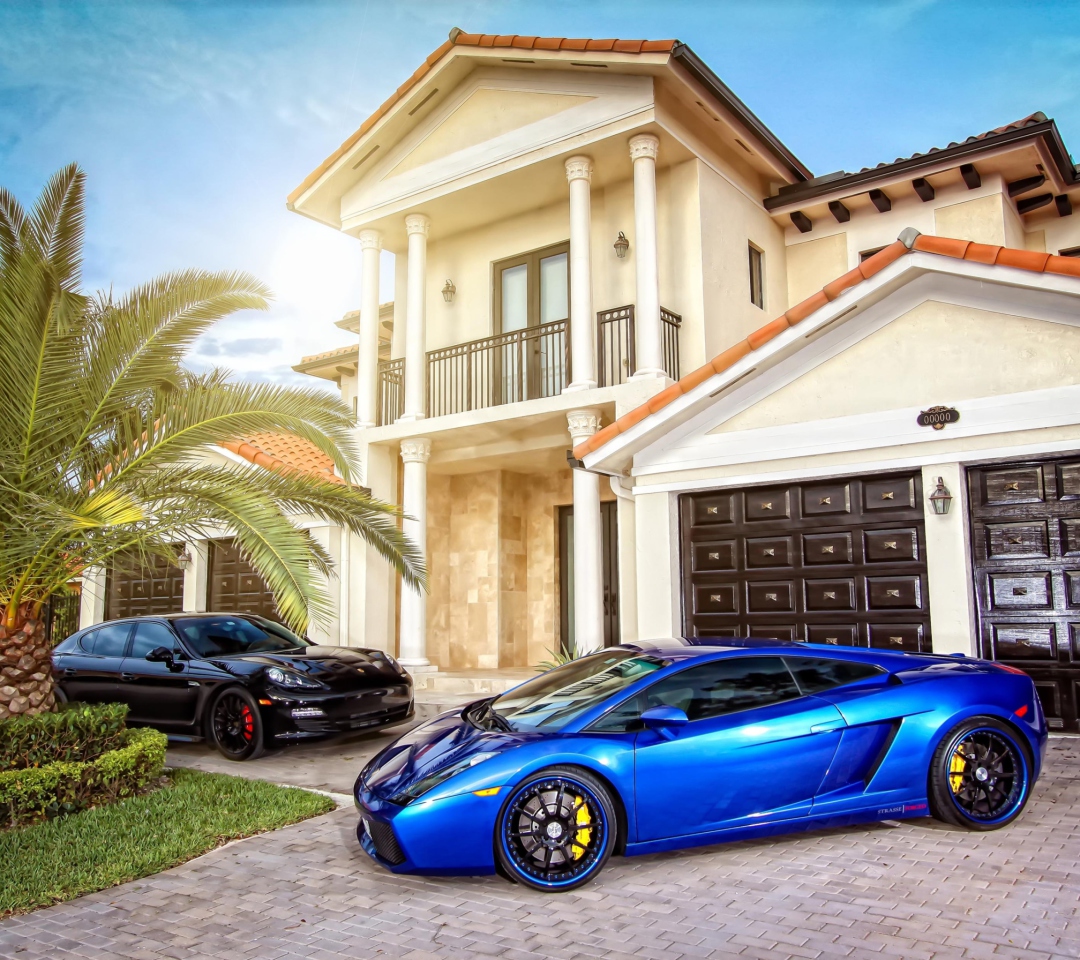 Mansion, Luxury Cars wallpaper 1080x960