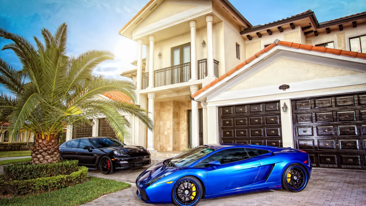 Sfondi Mansion, Luxury Cars 1280x720
