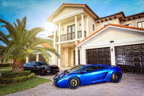 Fondo de pantalla Mansion, Luxury Cars 480x320